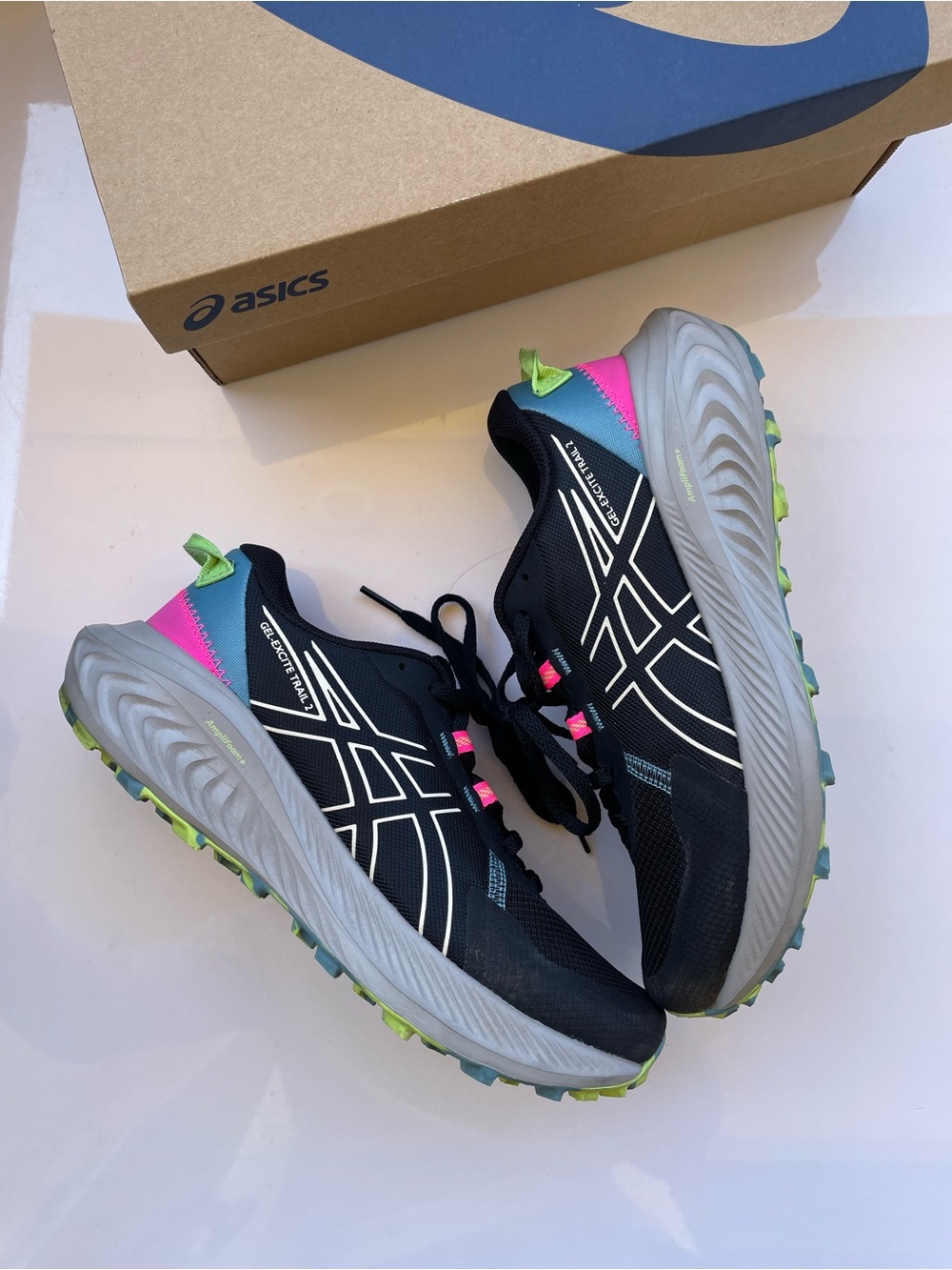 Asics Black Running Sneakers with Pink & Lime Accents